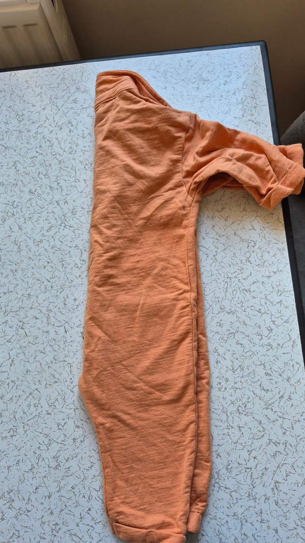 Uzun Kollu Düğmeli kiremit rengi Bebek Tulum - Görsel 5