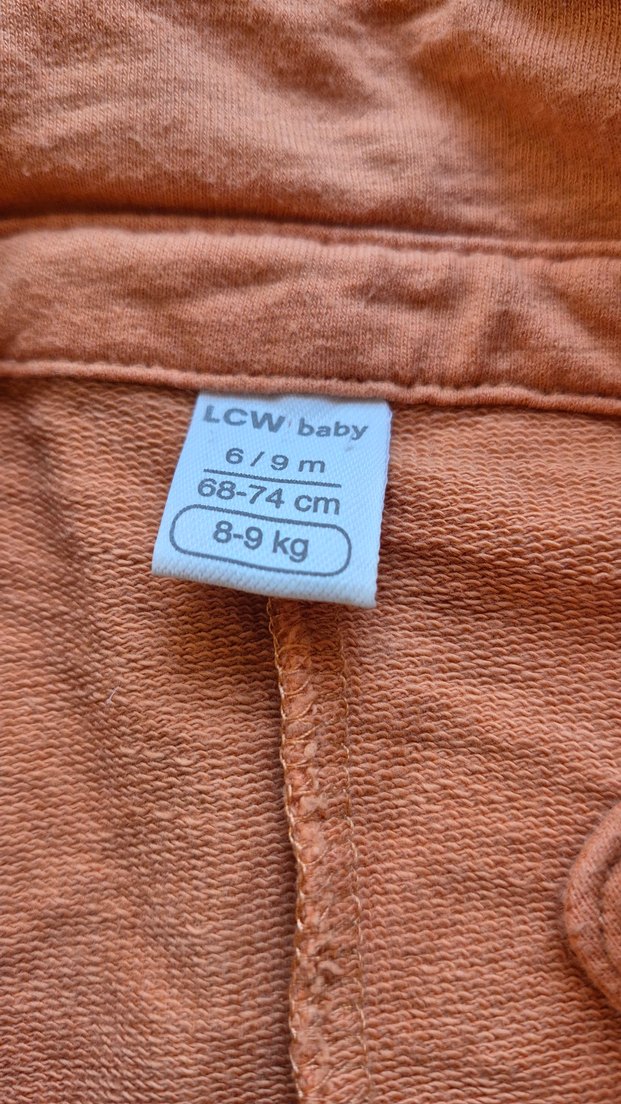 Uzun Kollu Düğmeli kiremit rengi Bebek Tulum - Görsel 4