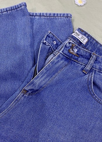 Rahat Kesim Mavi Midi mom Kadın Kot Pantolon - Görsel 5