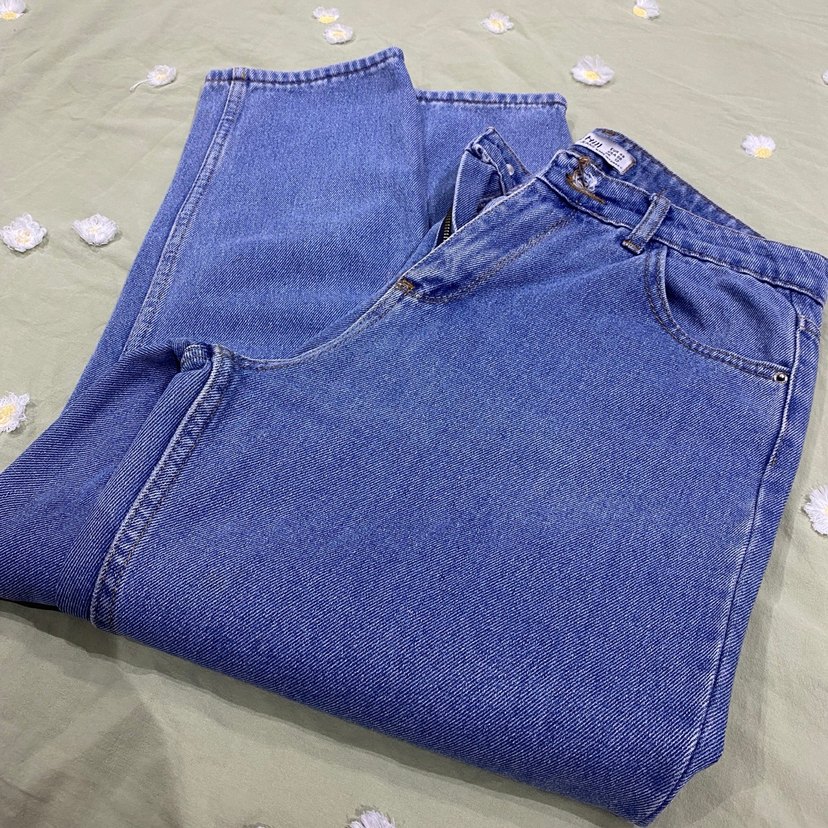 Rahat Kesim Mavi Midi mom Kadın Kot Pantolon - Görsel 3