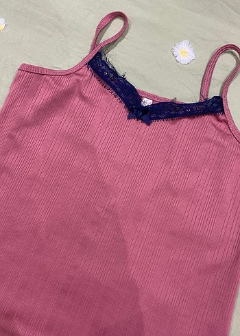 Pembe Dantel Detaylı Kısa Kadın Pijama Takımı - Görsel 2