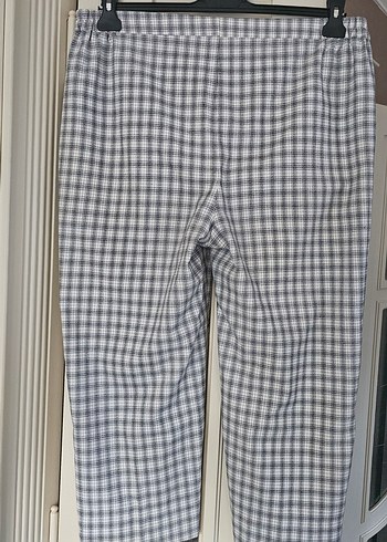 Kadın Gri Ekose  Kumaş Pantolon - Görsel 3