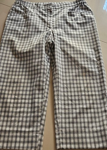 Kadın Gri Ekose  Kumaş Pantolon - Görsel 5