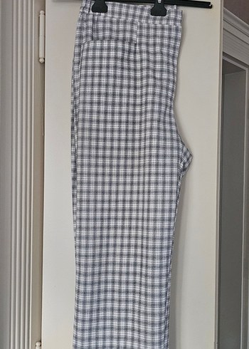 Kadın Gri Ekose  Kumaş Pantolon - Görsel 4