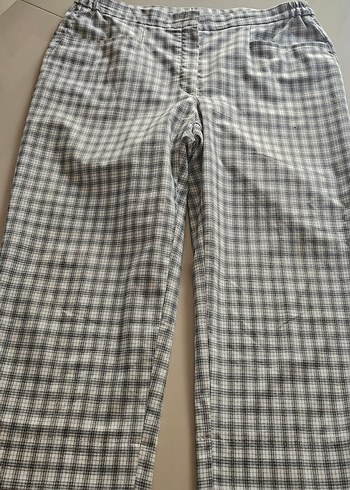 Kadın Gri Ekose  Kumaş Pantolon - Görsel 6