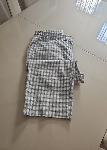 Kadın Gri Ekose  Kumaş Pantolon - Görsel 7