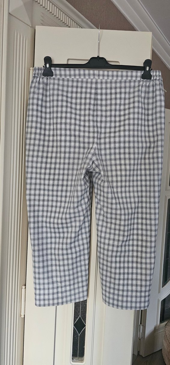 Kadın Gri Ekose  Kumaş Pantolon - Görsel 3