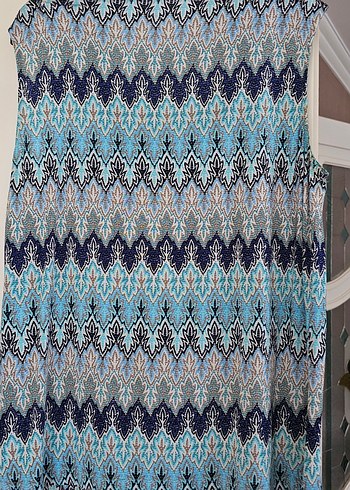 tüzün Gri-Mavi Desenli Kolsuz Bluz - Görsel 2