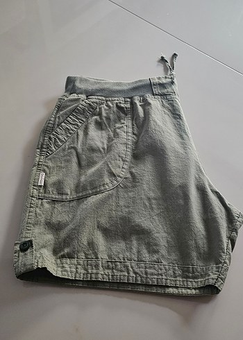 Kadın Keten Yeşil Mini Şort - Görsel 4