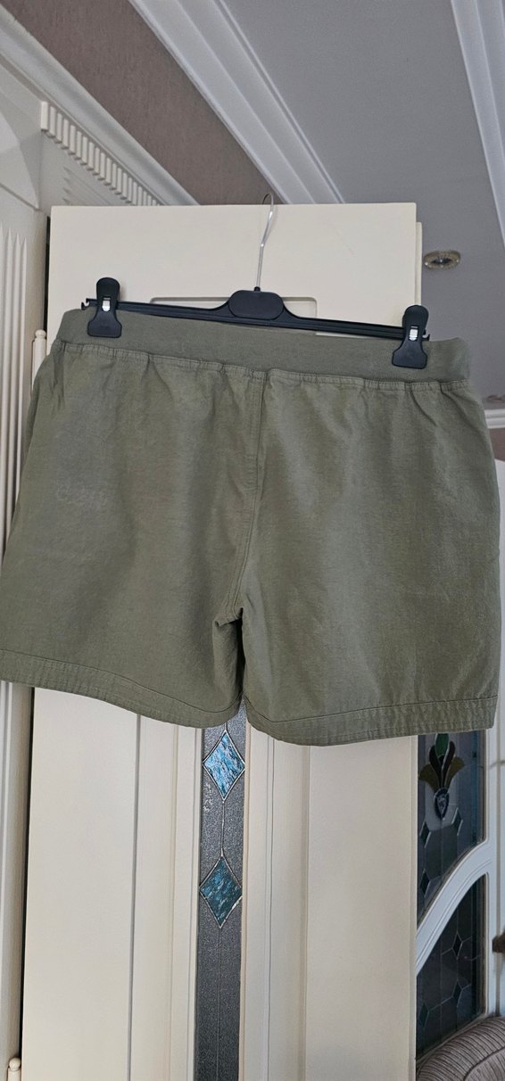 Kadın Keten Yeşil Mini Şort - Görsel 2