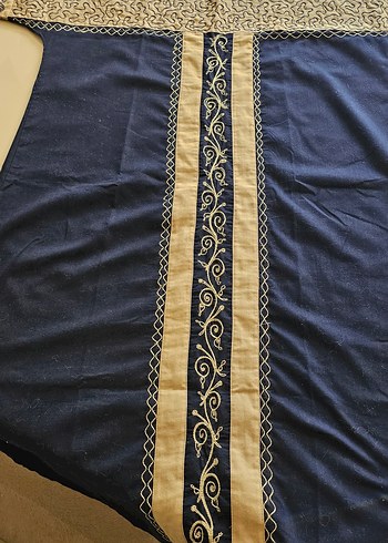 Nakışlı lacivert Uzun Elbise - Görsel 4