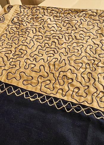 Nakışlı lacivert Uzun Elbise - Görsel 5