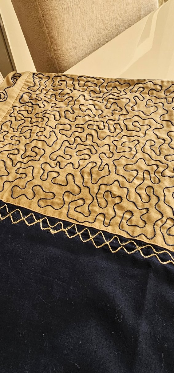 Nakışlı lacivert Uzun Elbise - Görsel 5