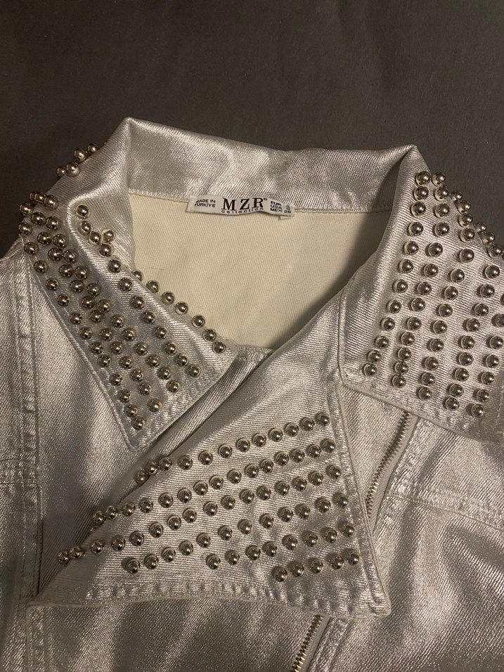 Gümüş Parlak Ceket - Görsel 4