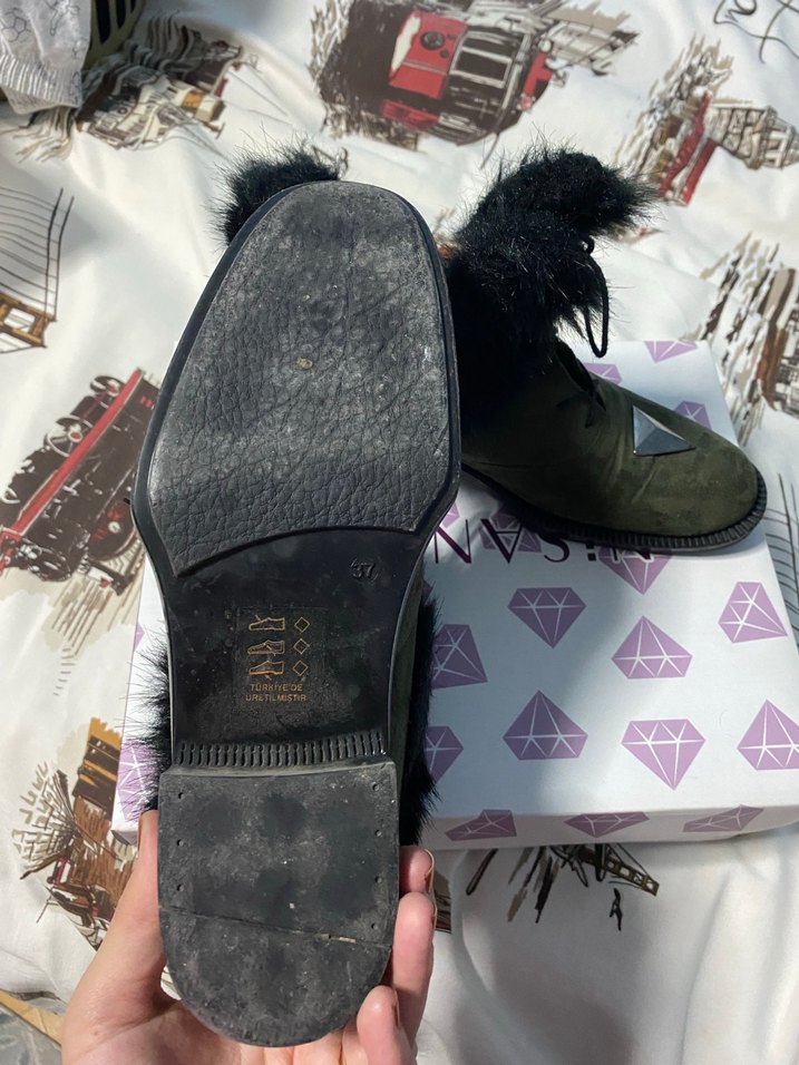 Kürk Detaylı Haki Süet Kadın Bot - Görsel 5