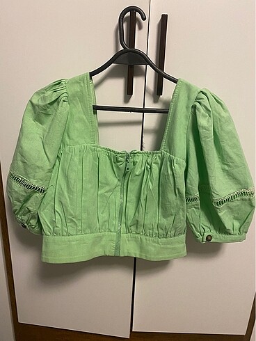 Trendyol & Milla Trendyolmilla Crop Yeşil Bluz