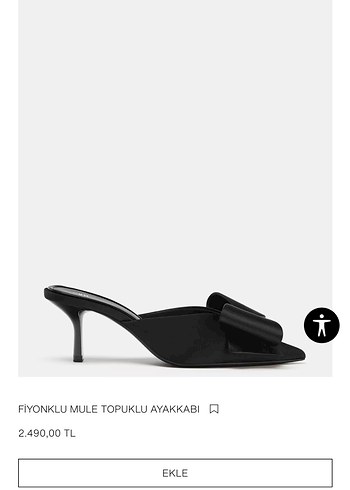Zara Fiyonklu Siyah Stiletto Topuklu Ayakkabı