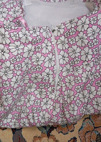 8 Yaş Beden Dantel Detaylı Pembe Çiçekli Mini Etek