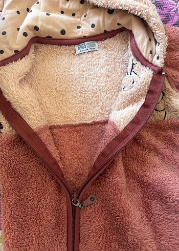 Kürklü Kahverengi Nakışlı Bebek Tulumu - Görsel 5