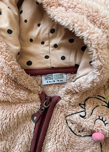 Kürklü Kahverengi Nakışlı Bebek Tulumu - Görsel 3