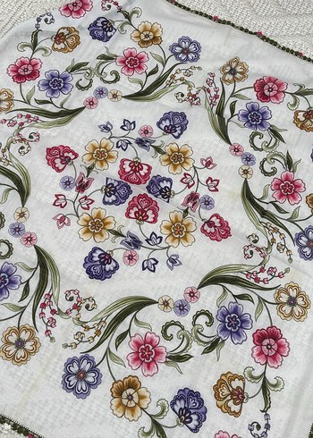 Dantel Detaylı Bohem Çok Renkli Kadın Fuları - Görsel 2