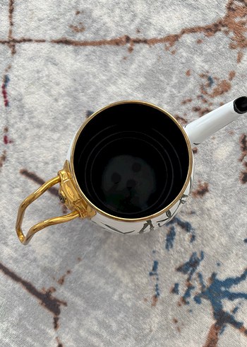 Beyaz ve yeşil  bambu desenli çaydanlık - Görsel 4