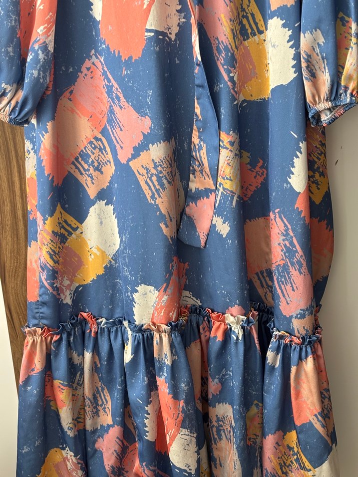 Bohem Çok Renkli Uzun Kollu Uzun Elbise - Görsel 3