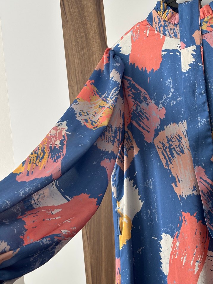 Bohem Çok Renkli Uzun Kollu Uzun Elbise - Görsel 2