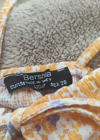 Askılı, uzun bej bershka elbise - Görsel 3