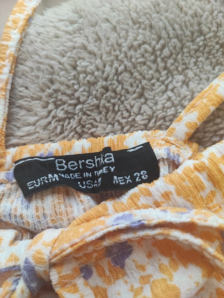 Askılı, uzun bej bershka elbise - Görsel 3