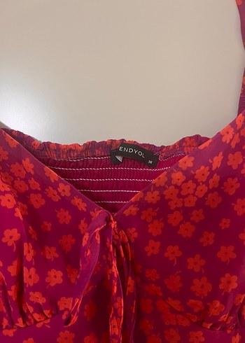 Trendyol & Milla Pembe Volanlı Mini Bohem Elbise