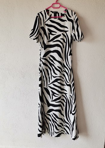 Zebra Desenli Uzun Kadın Elbise