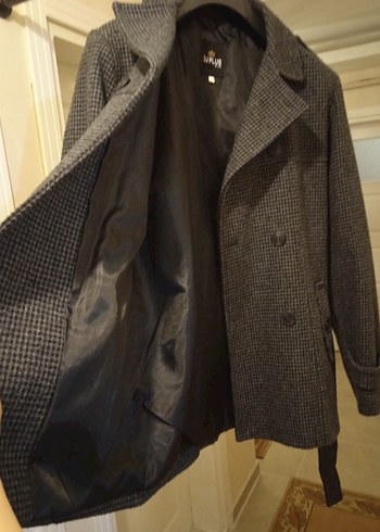 Düğmeli Gri Yün Erkek Kaban - Görsel 5