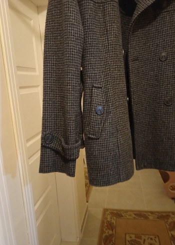 Düğmeli Gri Yün Erkek Kaban - Görsel 7