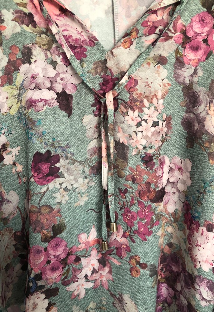 Çiçek Desenli V Yaka Bohem Kadın Bluz - Görsel 2