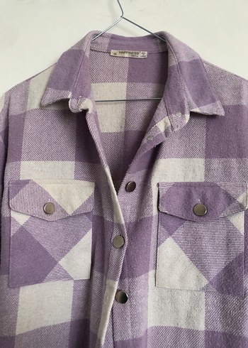 Düğmeli Lila Kadın Gömlek - Görsel 3