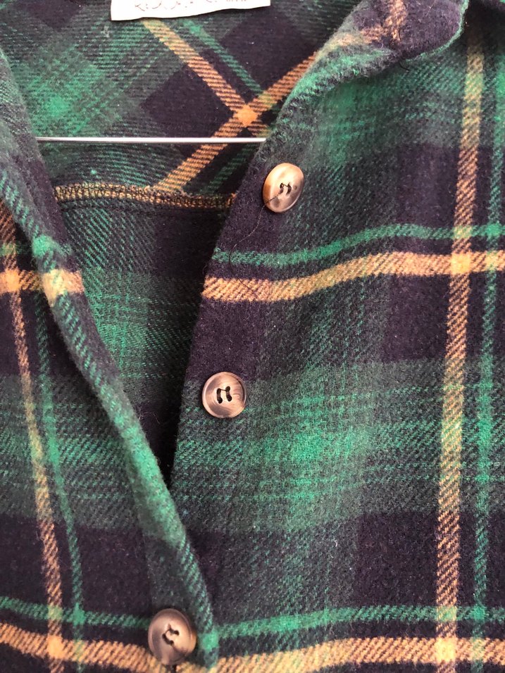 Düğmeli Yeşil Ekose Kadın Gömlek - Görsel 3