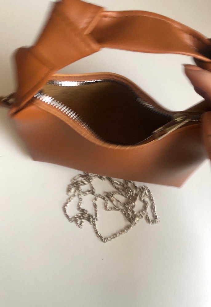 Zincir Detaylı Kahverengi Deri Kadın Çanta - Görsel 3