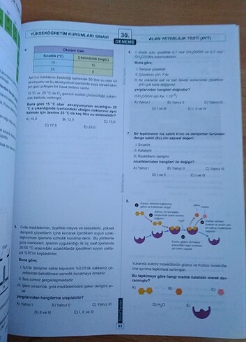 ORBİTAL YAYINLARI AYT KİMYA DENEMESİ