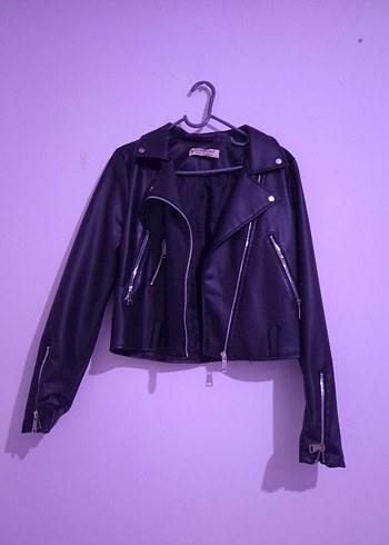 Siyah Deri Kadın Ceket - Görsel 3