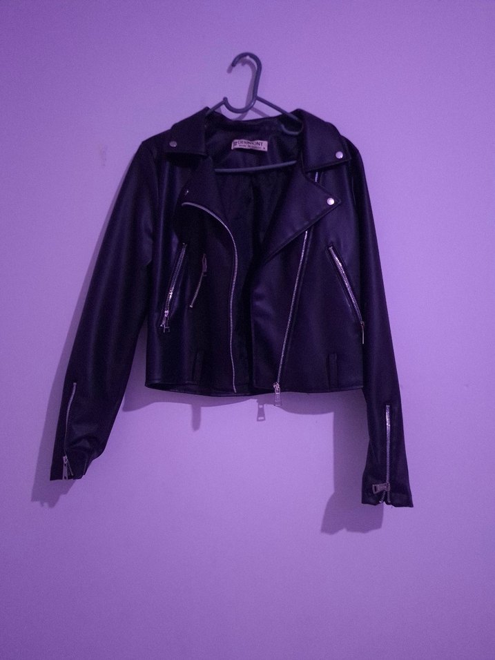 Siyah Deri Kadın Ceket - Görsel 2