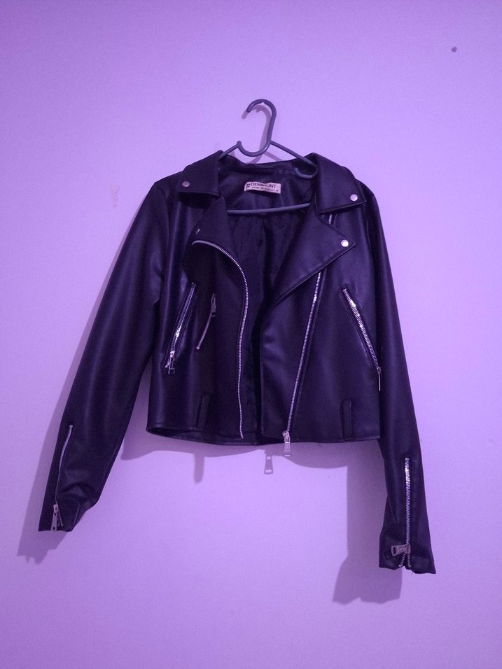 Siyah Deri Kadın Ceket - Görsel 3