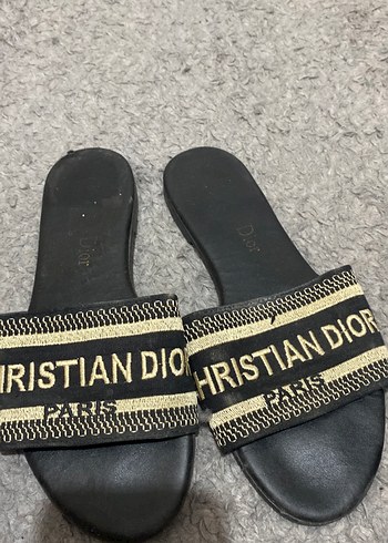 Bej Desenli Kadın Terlik Velcro Bantlı dior model