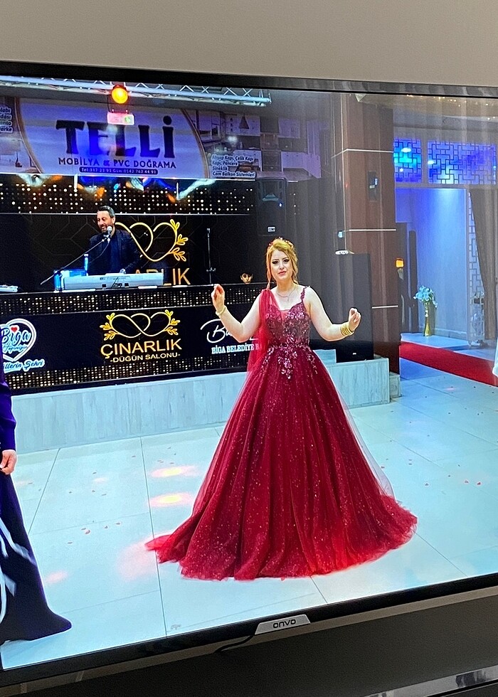 Bordo kendinden simli kına tuvaleti - Görsel 5