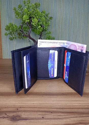 %100 Hakiki Deri Siyah İş Erkek Cüzdanı