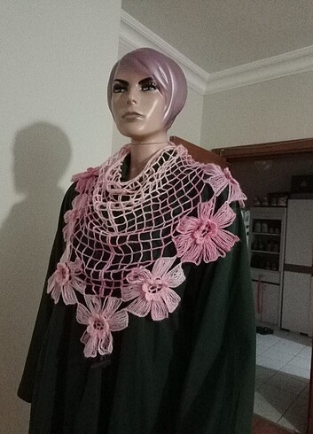 Beden pembe Renk Tığ işi retro Angora şal