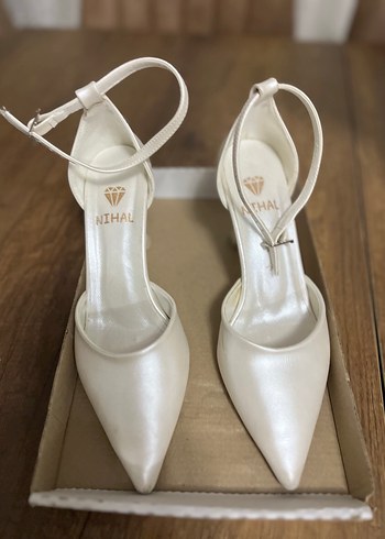 İnce Topuklu Beyaz Abiye Ayakkabı nişan söz nikah - Görsel 4