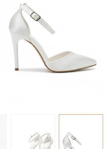 İnce Topuklu Beyaz Abiye Ayakkabı nişan söz nikah - Görsel 2