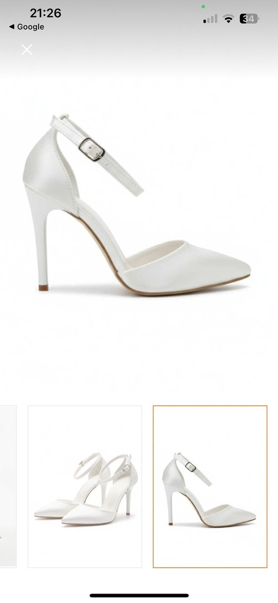 İnce Topuklu Beyaz Abiye Ayakkabı nişan söz nikah - Görsel 2