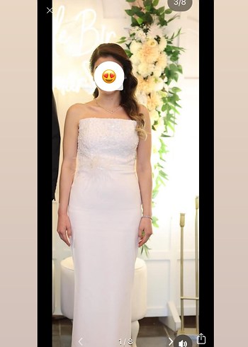 Beyaz söz nişan nikah isteme Abiye elbise - Görsel 2